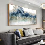 Wall Art Landscape Modern Wall Decor Canvas Painting Blue Ink Wall Art Large Art... - Image 2