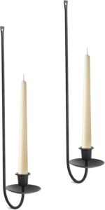Wall Candle Holder Set of 2, Stylish Black Metal Wall Mount Candle Sconces, Mode... - Image 2