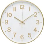 Wall Clock 12 Inch White-Gold Modern Simple Quartz Decorative Clock Non-Ticking ... - Image 2