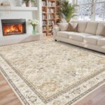 Washable 5x7 Area Rug - 5x7 Rugs for Living Room, Boho Floral Vintage Low Pile C... - Image 2