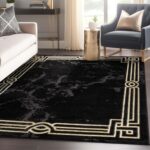 Well Woven Lezlee Abstract Modern 3'11" x 5'3" Area Rug Black Gold Marble Border... - Image 2