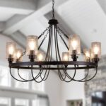 Wellmet Black Chandelier, 8-Light Wagon Wheel Chandelier, 42.51'' Spider Chandel... - Image 2
