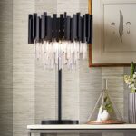 Wellmet Black Crystal Table Lamp,3 Lights Table Lamps for Bedroom,Black Bedside ... - Image 2