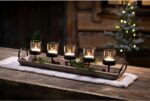 Westcharm Large 27.5 inch 5-Pillar Glass Candle Holder Set Centerpiece with Rust... - Image 2