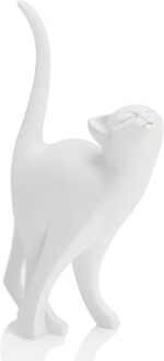 White Cat Statue Modern Abstract, Home Office Shelf Decor, 7-Inch Vibrant Assort... - Image 2