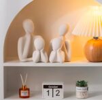 White Ceramic Family Figurines Set, Abstract Minimalist Sculpture, 4 Piece Set H... - Image 2