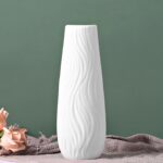 White Ceramic Vase, 8.4" H, Artistic Flower Vase Classic Style for Fireplace Bed... - Image 2