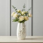 White Ceramic Vase - 9 Inch 3D Modern Vase for Centerpieces, Minimalist Decorati... - Image 2