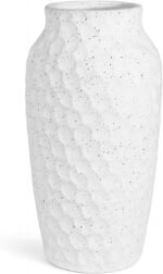 White Ceramic Vase for Flowers, Textured Speckled Hammered Finish Decorative Vas... - Image 2