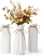 White Ceramic Vase,Modern Ceramic Vases Set of 3,White Tall Flower Vases for cen... - Image 2