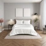 White Color, Mulberry Silk Ultra Soft 3-Piece Duvet Cover Set with Hidden Zipper... - Image 2