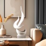 White Decor Modern Flame Statue, Home Decor Abstract Art Flame Statue for Living... - Image 2