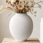 White & Round Ceramic Vase Home Decor, Large Farmhouse Table Vases Rustic Living... - Image 2