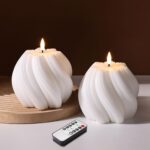 White Swirl Flameless Candles with Remote, Aesthetic Twirl LED Pillar Candle Hou... - Image 2