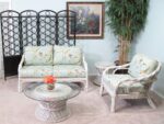 White Wash Rattan Living Room Furniture 4 Piece Set - Image 2