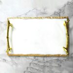 White and Gold Marble Tray (11.7X7.8X1.5 Inch, 4lbs) Luxury Display in Home and ... - Image 2