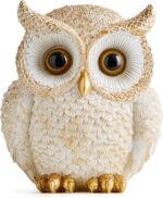 White and Gold Owl Statue - Cute Resin Figurine Home Decor for Desk Bookshelf Co... - Image 2