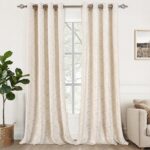 White and Gold Velvet Curtains for Living Room Cream Gold Foil Print Luxury Blac... - Image 2