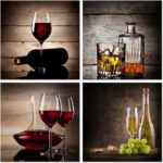 Wieco Art Red Wine Cups Large Modern 4 Panels Gallery Wrapped Abstract Giclee Ca... - Image 2