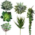Winlyn 6 Pcs Unpotted Fake Succulents Assorted Faux Succulent in Different Green... - Image 2