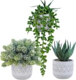 Winlyn Set of 3 Mini Faux Succulent Potted Plants Artificial Aloe Hops String of... - Image 2