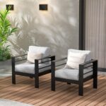 Wisteria Lane 2 Pieces Patio Furniture Aluminum Armchair, All-Weather Outdoor Si... - Image 2