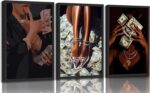 Wood Framed Trendy Black Girl Money Wall Art African American Women Pictures Wal... - Image 2