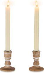 Wooden Taper Candle Holders: Wood Candlestick Holders Rustic Farmhouse Fall Deco... - Image 2