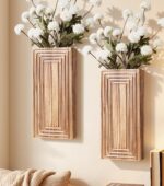 Wooden Wall Planter Vase,2 Pack Hanging Planter for Indoor Fake Plants Modern Bo... - Image 2