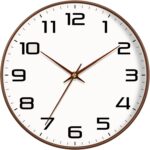 Woodgrain Wall Clock–Silent Non-Ticking Wall Clocks Battery Operated 8 Inch, Lar... - Image 2