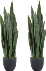 Worth Garden 3ft Artificial Snake Plant Fake Sansevieria Indoor Outdoor, 28 Thic... - Image 2
