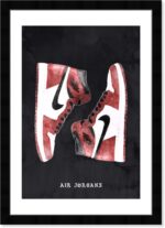 Wynwood Studio Red Basketball Sneakers Wall Art Street Style Home Décor Framed P... - Image 2