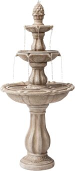 XBrand 51" 3-Tier Outdoor Waterfall Fountain, Weather-Resistant Resin Freestandi... - Image 2