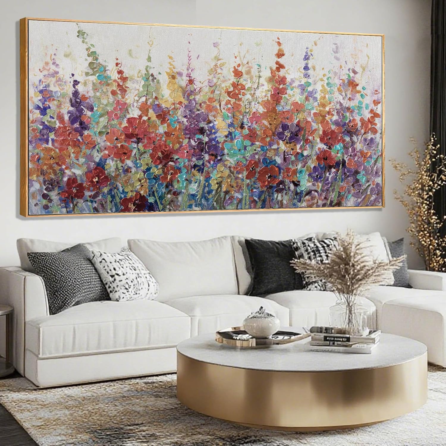 XIANSHOU Colorful Oversized Wall Art Flower Wall Decor Modern Canvas Posters 32"... - Image 2