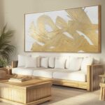 XIANSHOU White and Gold Wall Painting Neutral Wall Decor Modern Abstract Wall Ar... - Image 2
