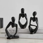XINXUAN 3Pcs Thinker Statue Sculptures Office Decor Small Shelf,Bookshelf Decor ... - Image 2