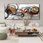 XLSJERST Wall Art for Living Room - Extra Large 70x31 Inches Orange Abstract Can... - Image 2