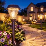 XMCOSY+ Solar Pathway Lights Outdoor, 8 Pack Decorative Crackled Glass Garden Li... - Image 2