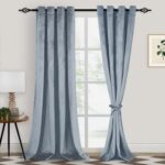 XWZO Light Blue Velvet Curtains 108 Inches Long, Elegent Soft Luxury Curtains fo... - Image 2