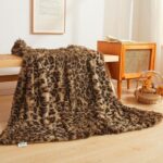 XeGe Luxury Faux Fur Leopard Print Throw, Soft 50x60 Cheetah Print Fluffy Blanke... - Image 2
