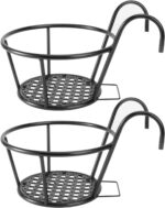YARNOW 2pcs Hanging Railing Planter Baskets - over the Rail Metal Fence Planters... - Image 2