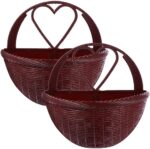 YARNOW 4pcs Wall Hanging Plastic Flower Pots Simulated Rattan Planters Indoor Wa... - Image 2