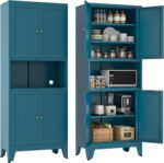 YAUWOH 69" Tall Metal Pantry Cabinet with Microwave Shelf,Microwave Storage Cabi... - Image 2