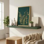YBYBEST 12x16 Hand-Painted Gilded Wall Art - 3D Textured Emerald Green Botanical... - Image 2