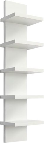 YEXEXINM 5 Tier Wall Shelf Unit - Narrow Smooth Laminate Finish - Vertical Colum... - Image 2