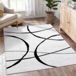 YIHOUSE 5x7 Washable Living Room Rug - Modern Abstract Black and White Area Rug ... - Image 2