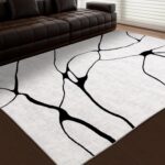 YIHOUSE Abstract Black and White Area 6'x9' - Washable Non-Slip Ultra-Thin Rug, ... - Image 2