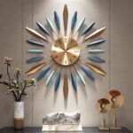 YISITEONE Large Wall Clock Metal Decorative, Mid Century Silent Non-Ticking Big ... - Image 2