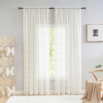 YJ YANJUN Vintage Lace Curtains Ivory Floral 105 inch Curtains 2 Panels for Livi... - Image 2