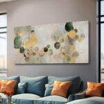 YJYart Large Abstract Canvas Wall Art Green and Gold Decorative Painting 29"x58"... - Image 2
